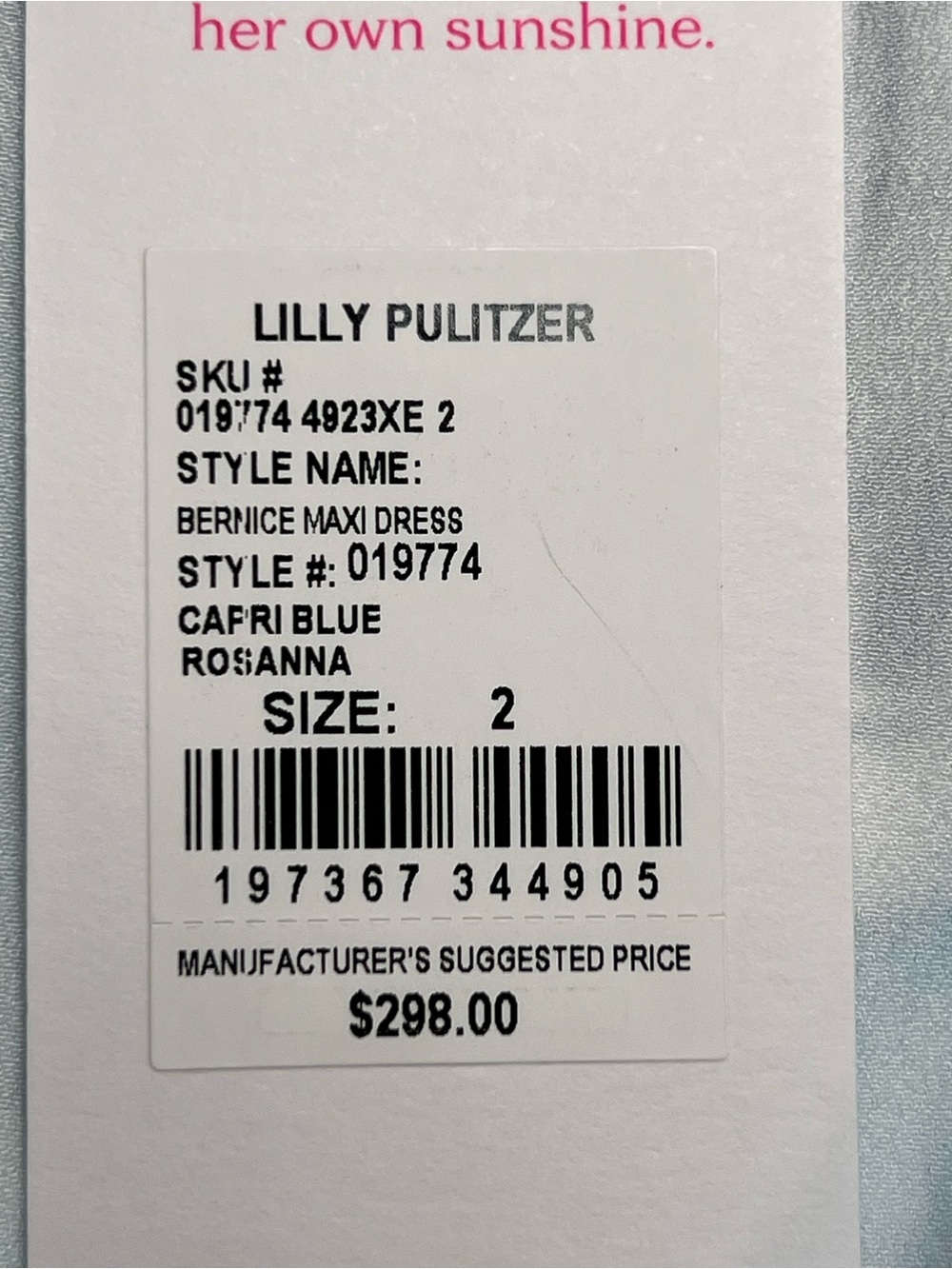 NWT Lilly Pulitzer Capri Blue Rosanna Bernice Maxi Dress Size 2 - Picture 11 of 16